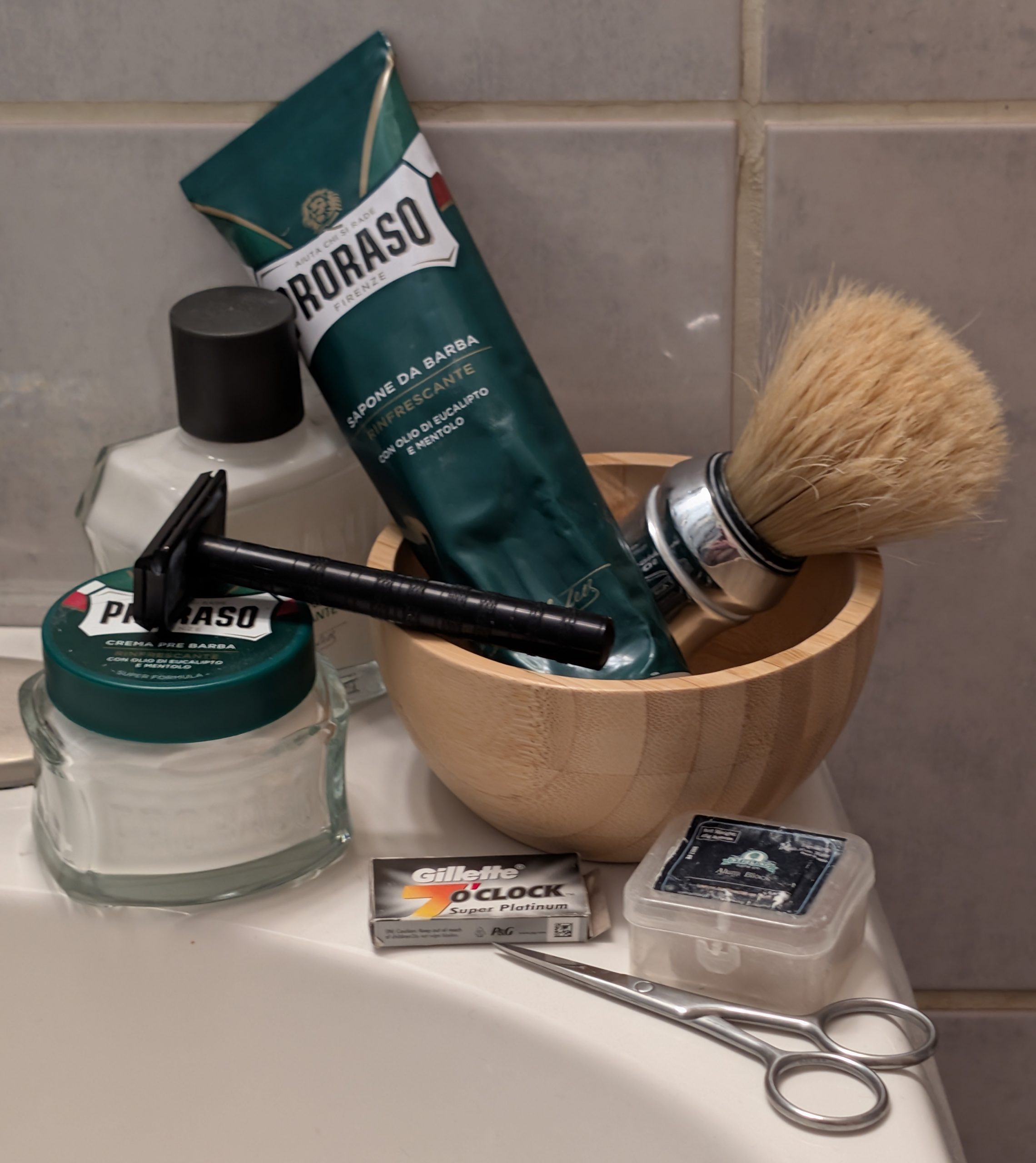 The Proraso green Sunday black shave.